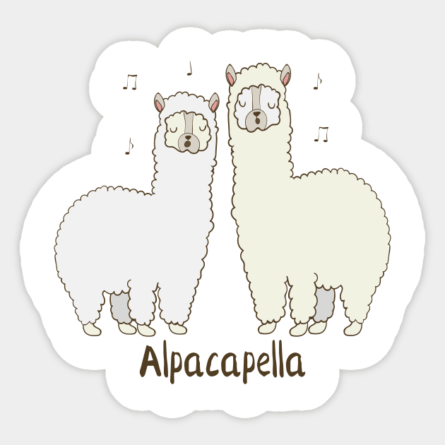 Alpacapella Singing Alpacas Funny Animal Pun Design Sticker by Dreamy Panda Designs